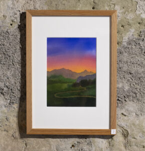 Hommage aux virages, acuarela original paisaje impresionista